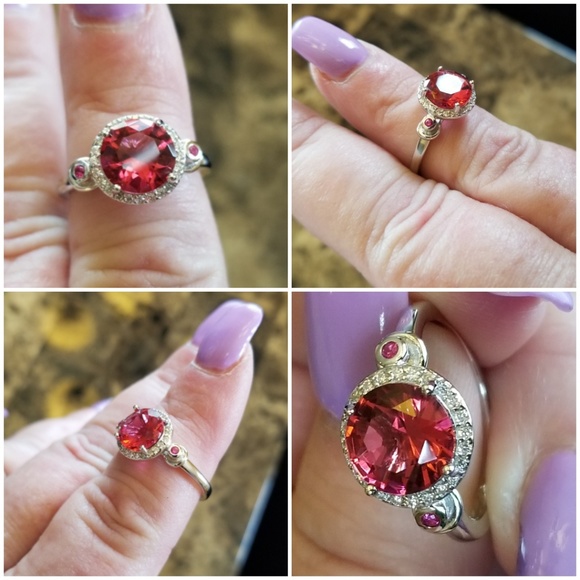 Genuine 3CT Ruby, Pink/White Sapphire Ring 7 & 8 - Picture 4 of 10